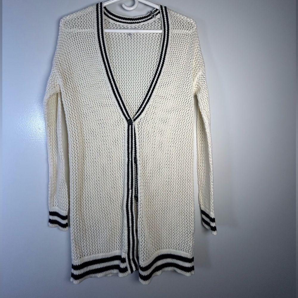 American Eagle Outfitters Cream and Black Knit Cardigan